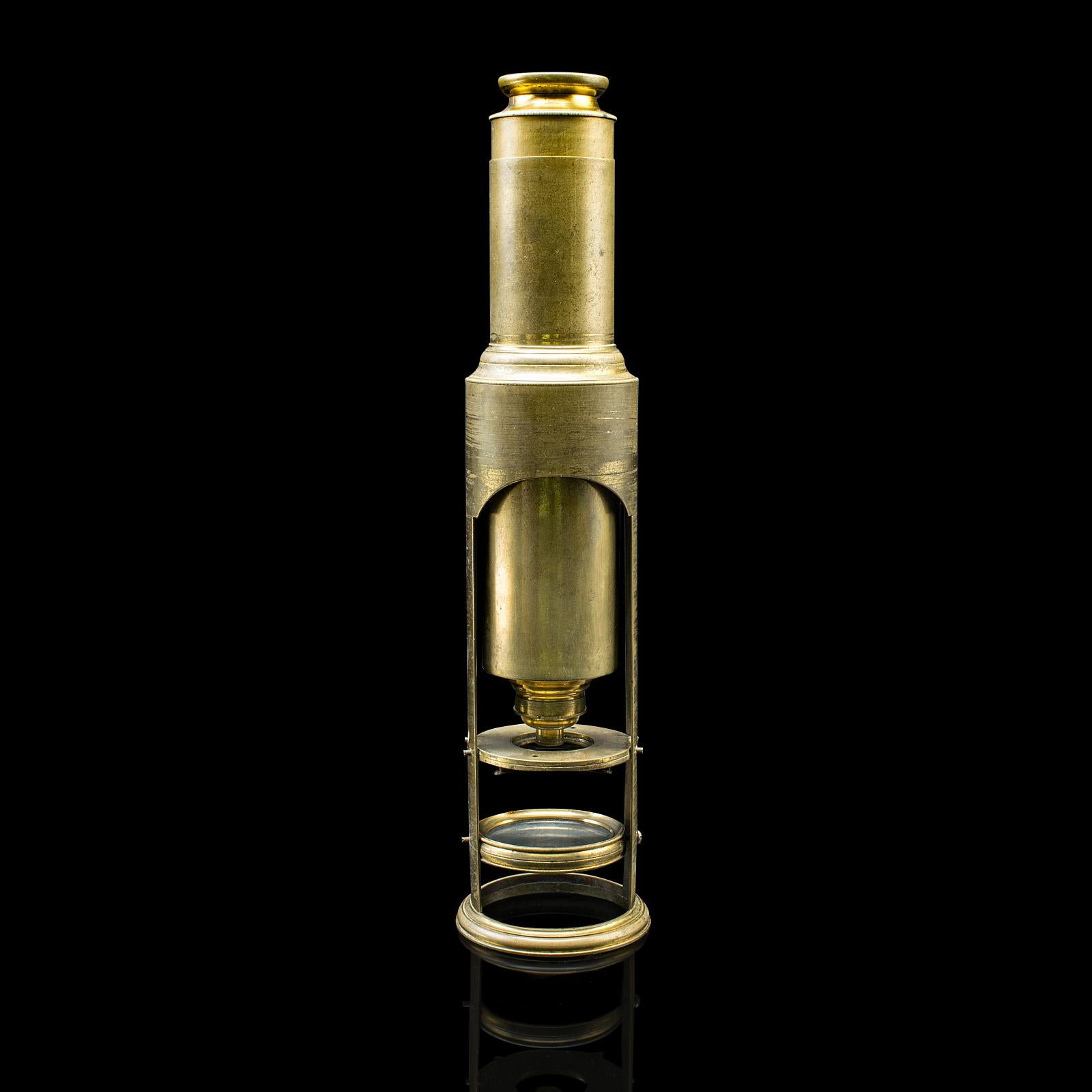 Brass Antique Student's Field Microscope, English, Scientific Interest, Edwardian