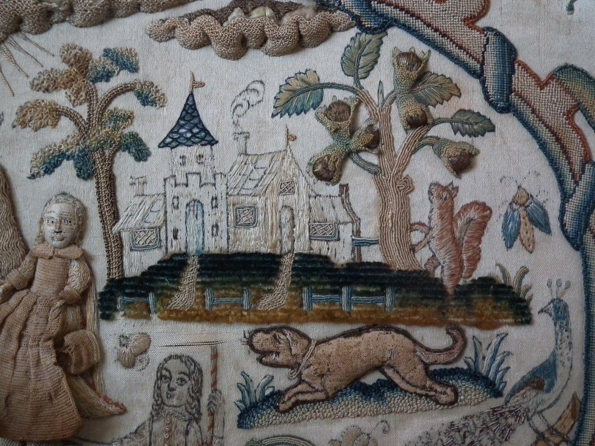 Antique Stumpwork Embroidery of Faith, Hope & Charity In Good Condition In Chelmsford, Essex