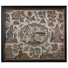 Antique Stumpwork Embroidery of Faith, Hope & Charity