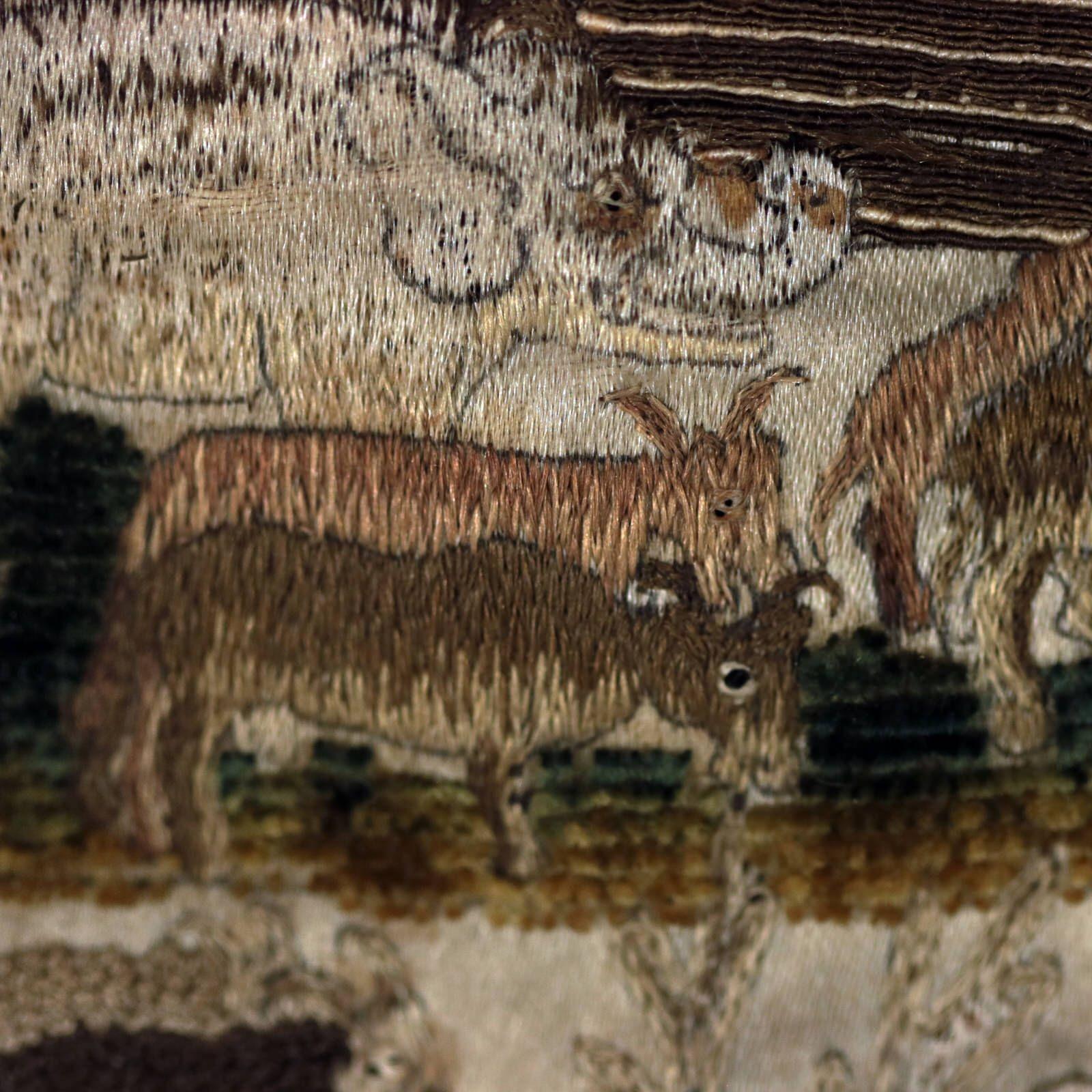 Antique Stumpwork Embroidery Picture Depciting Noah's Ark 4