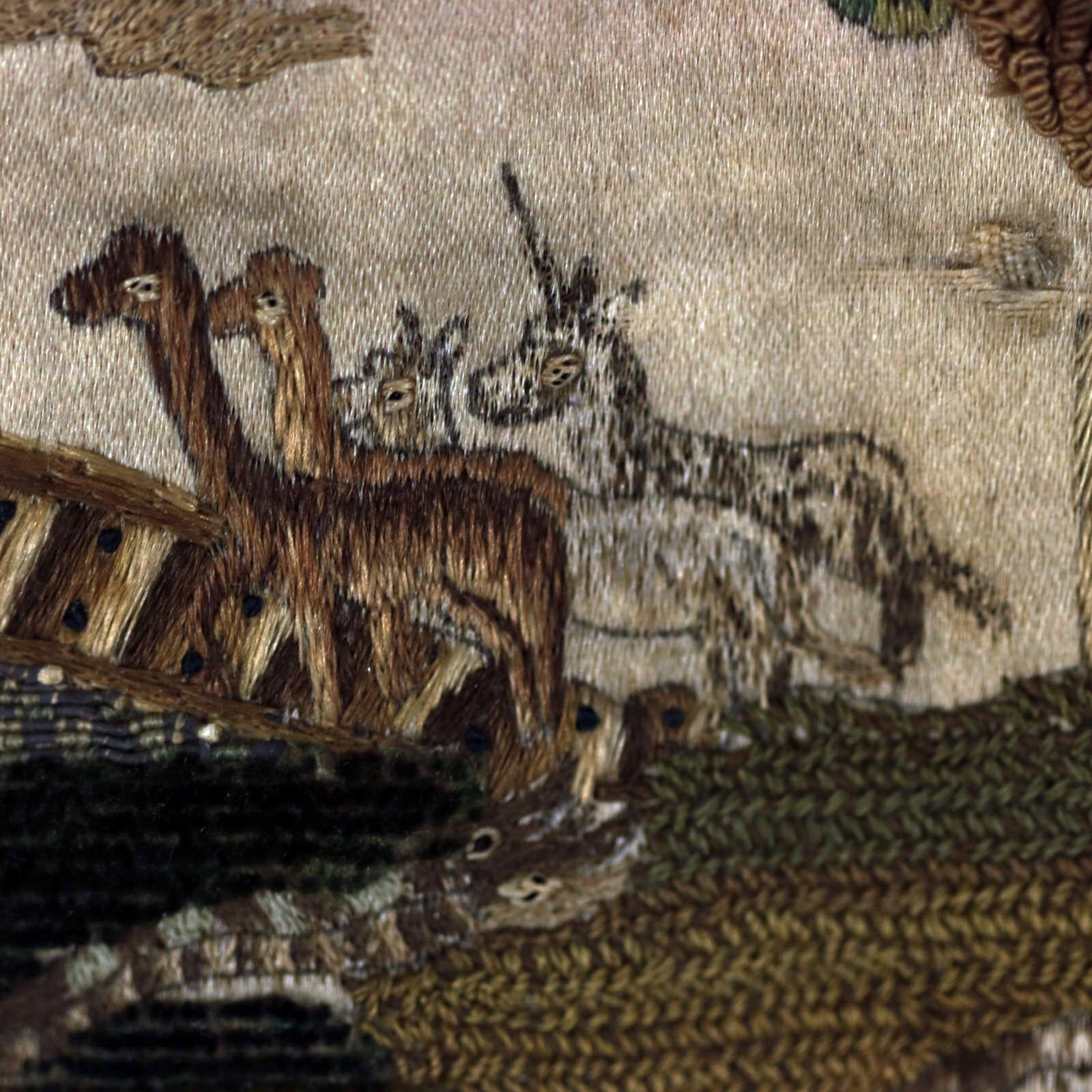 Antique Stumpwork Embroidery Picture Depciting Noah's Ark 6