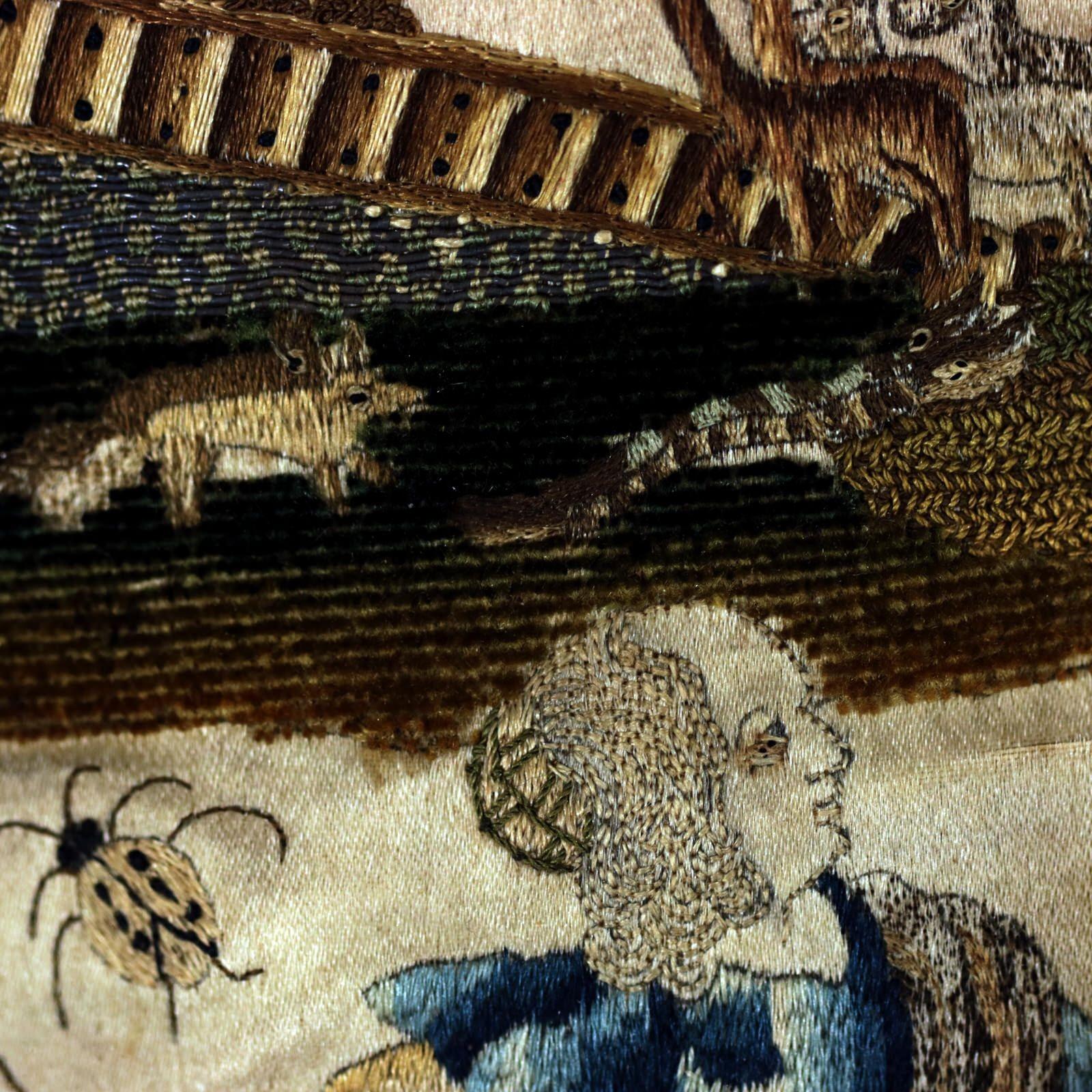 Antique Stumpwork Embroidery Picture Depciting Noah's Ark 8