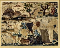Antique Stumpwork Embroidery Picture Depciting Noah's Ark