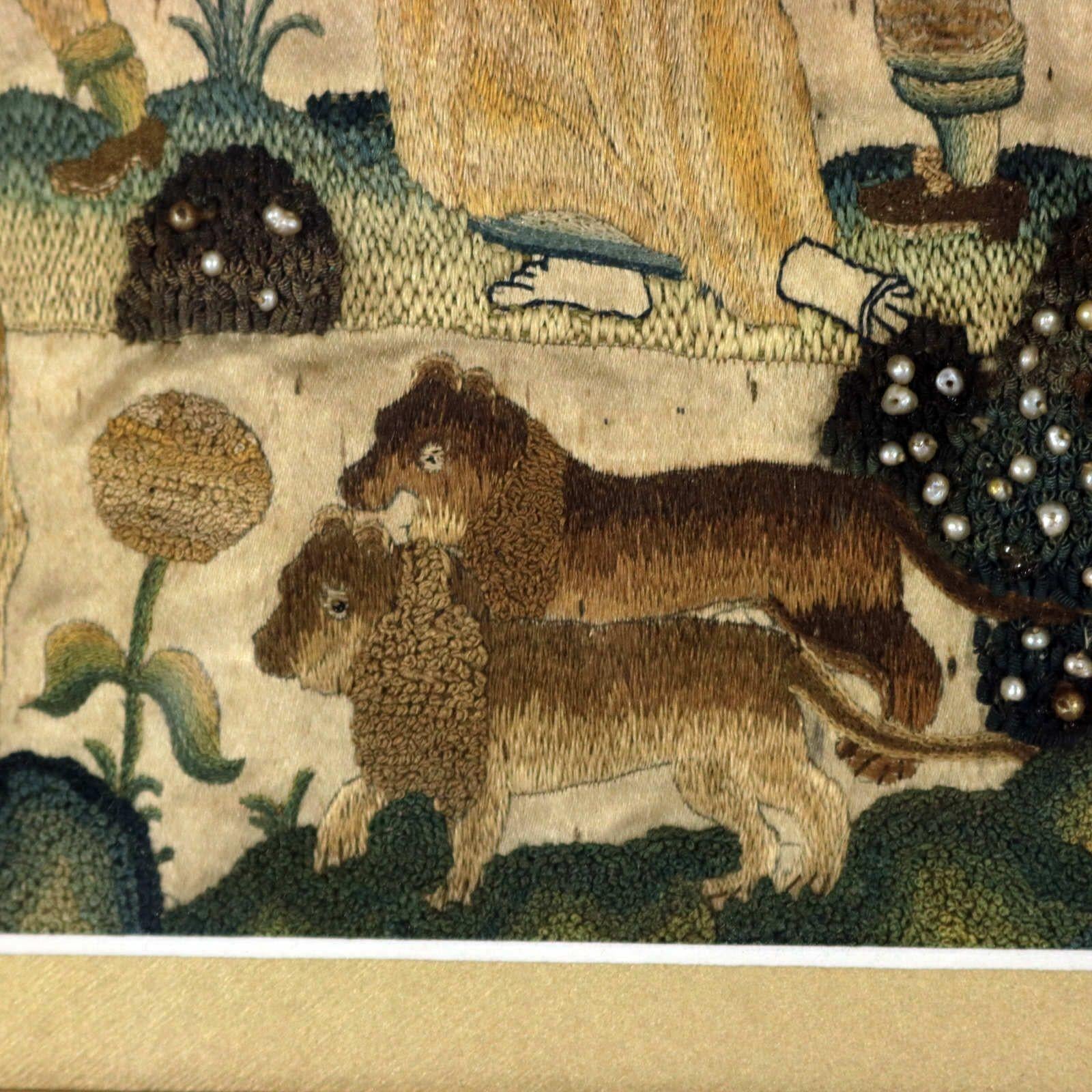 Silk Antique Stumpwork Embroidery Picture Depciting Noah's Ark For Sale