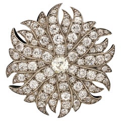 Antique Stunning Diamond Sun Burst Brooch Circa 1880s