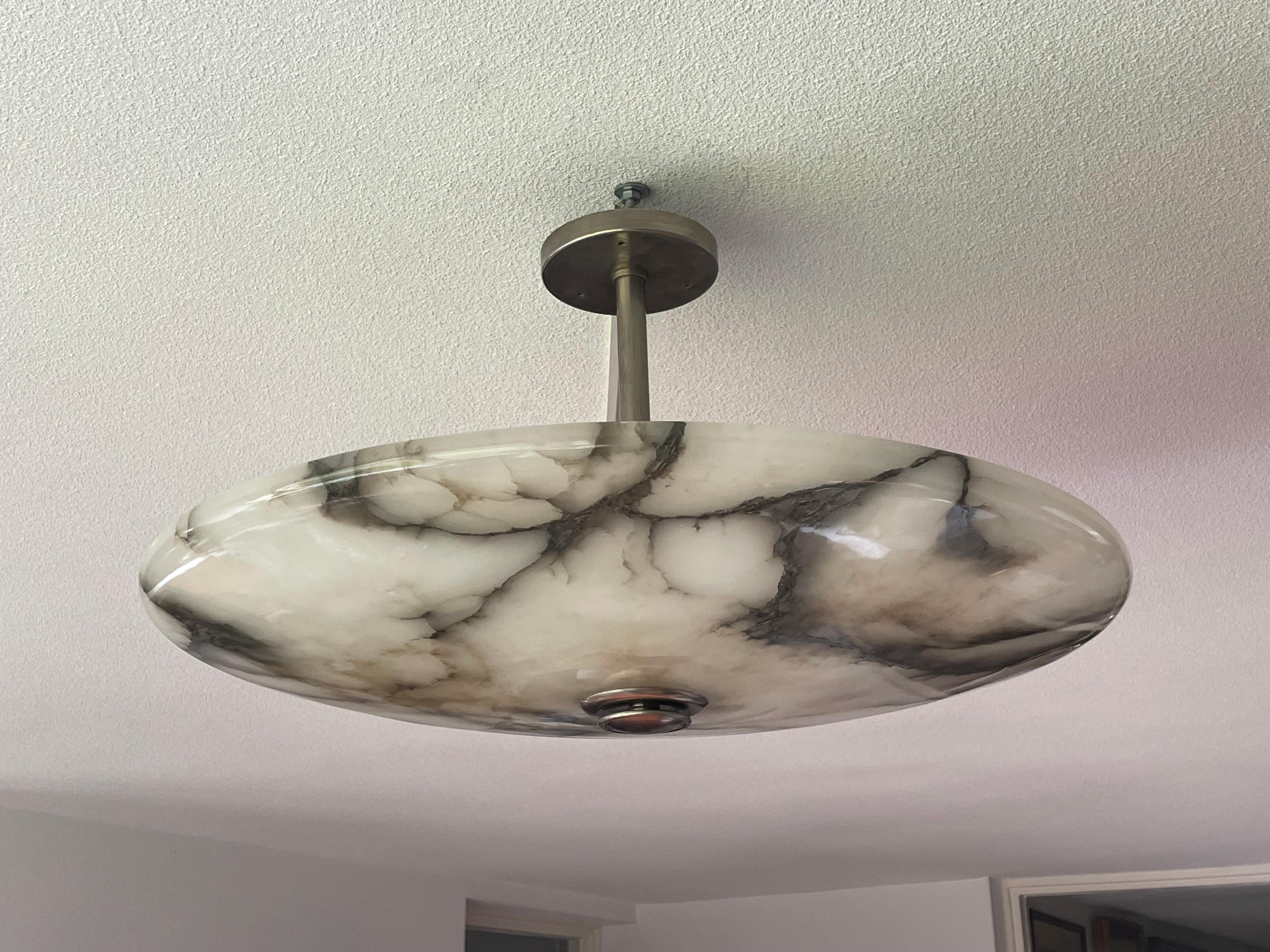 Antique Stunning & Extra Large 23.5 Ø Alabaster Dish Shade Flush Mount / Pendant 3