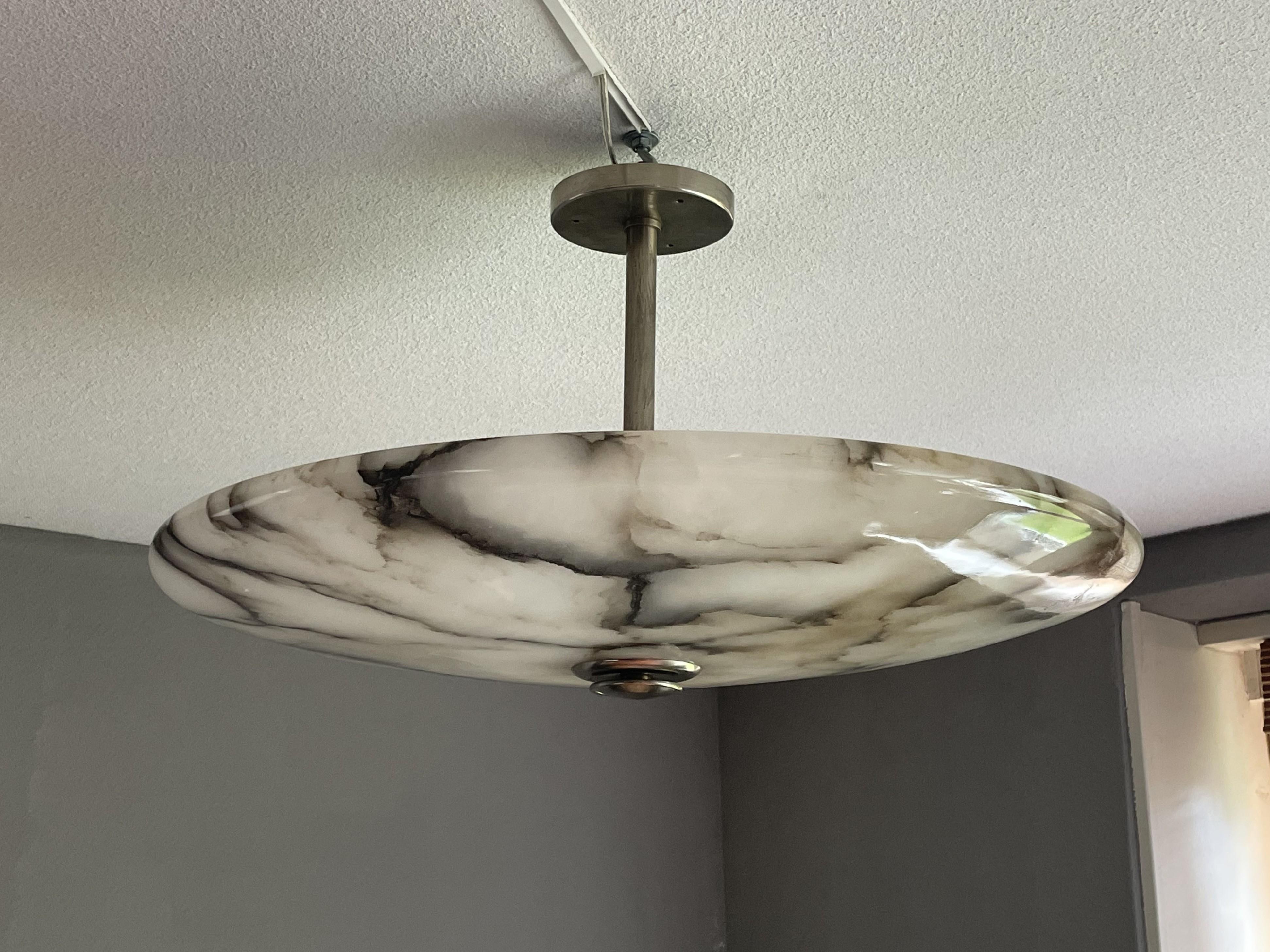 Antique Stunning & Extra Large 23.5 Ø Alabaster Dish Shade Flush Mount / Pendant 5