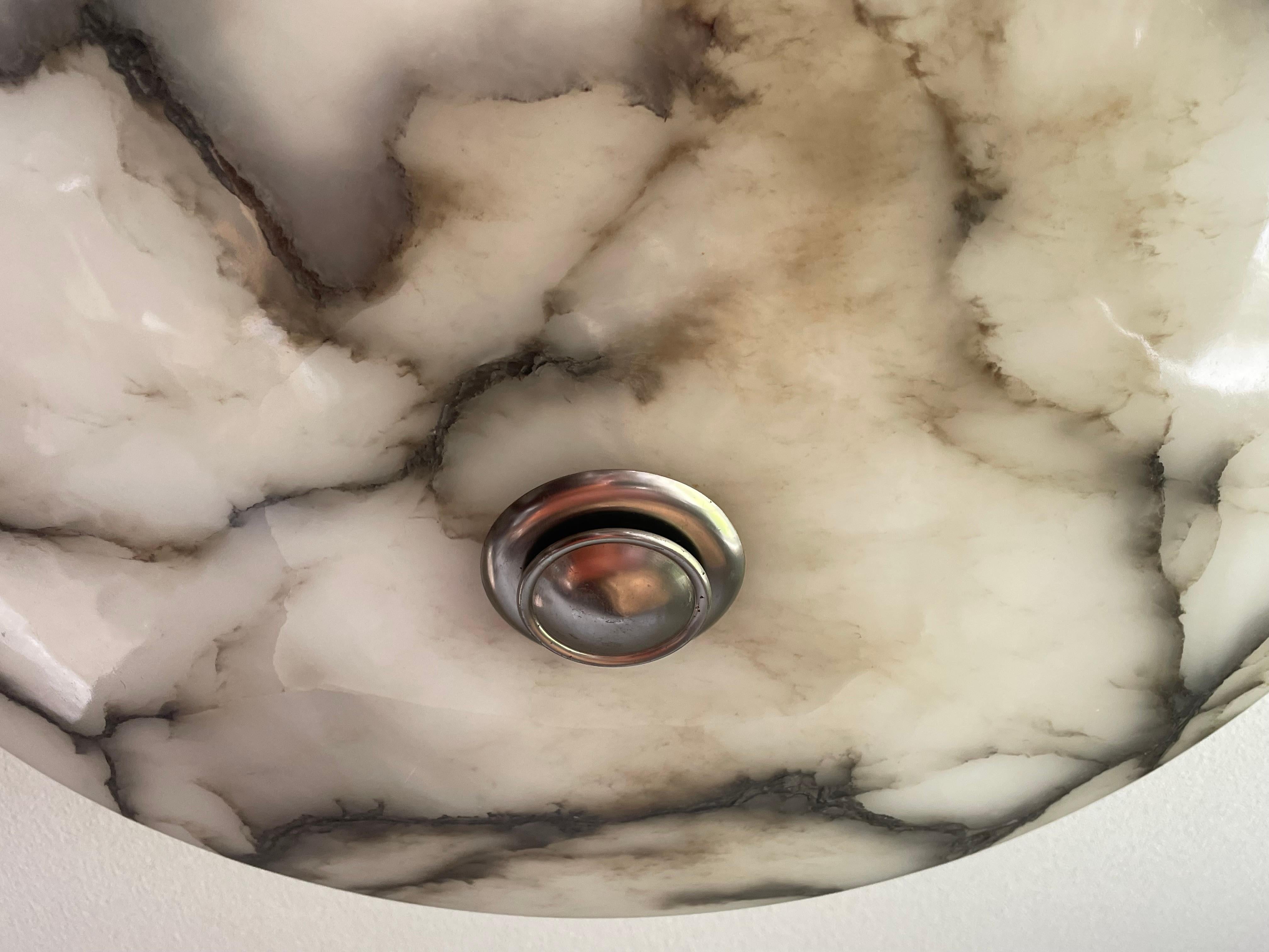Antique Stunning & Extra Large 23.5 Ø Alabaster Dish Shade Flush Mount / Pendant 9