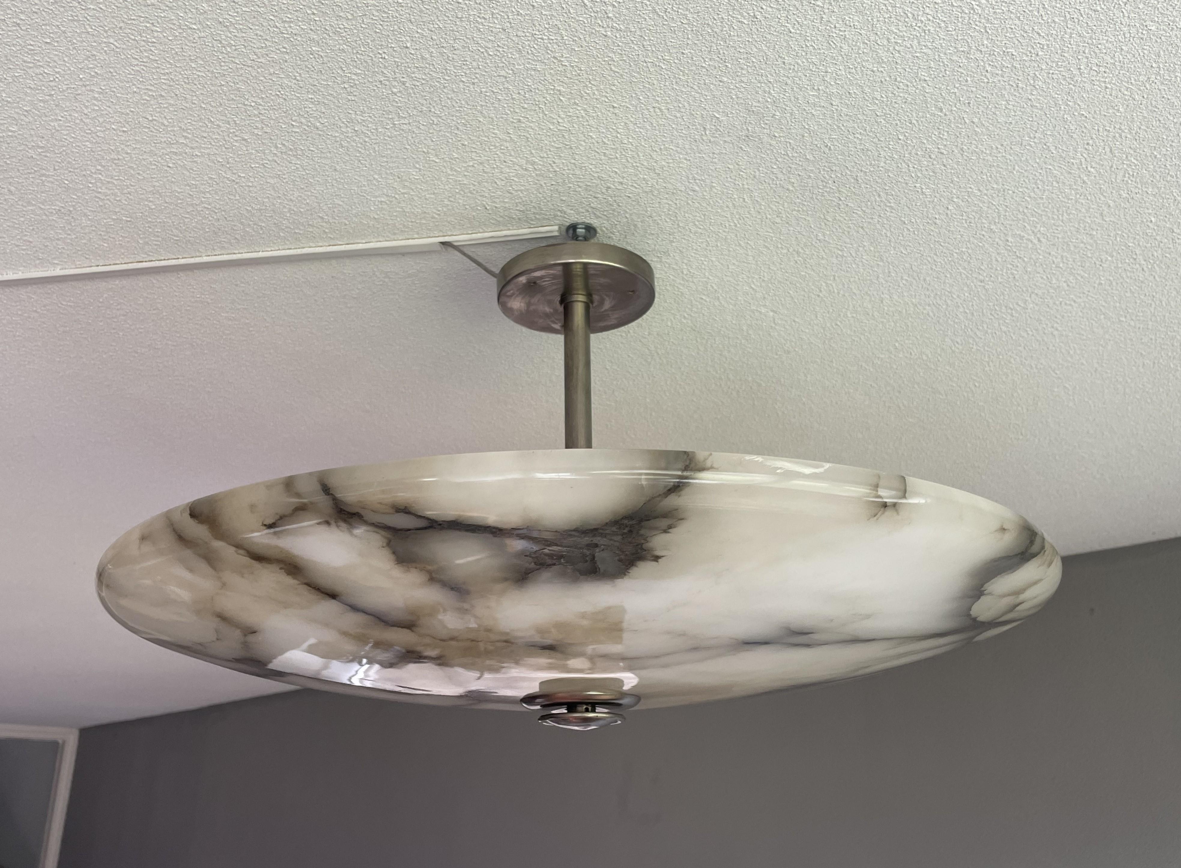 Antique Stunning & Extra Large 23.5 Ø Alabaster Dish Shade Flush Mount / Pendant 11