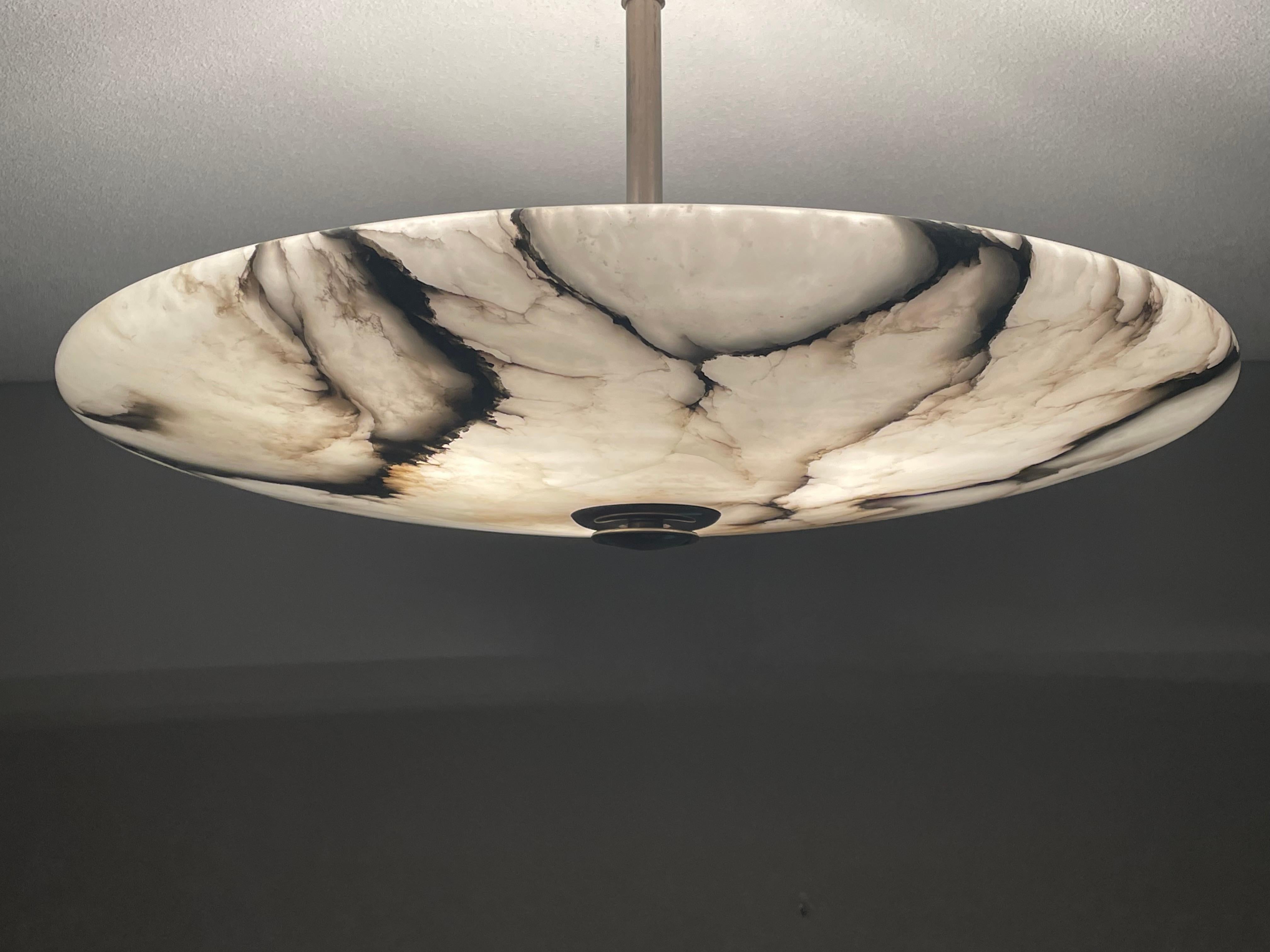 Antique Stunning & Extra Large 23.5 Ø Alabaster Dish Shade Flush Mount / Pendant 12