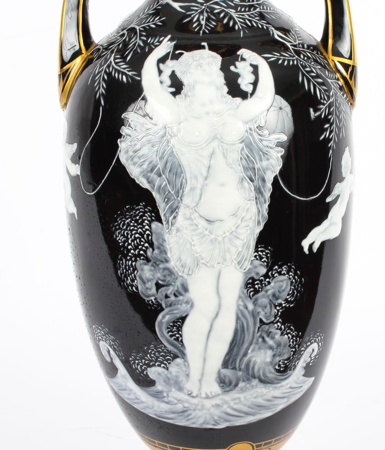 French Antique Stunning Pair of Sèvres 'Pate Sur Pate' Porcelain Vases 19th Century