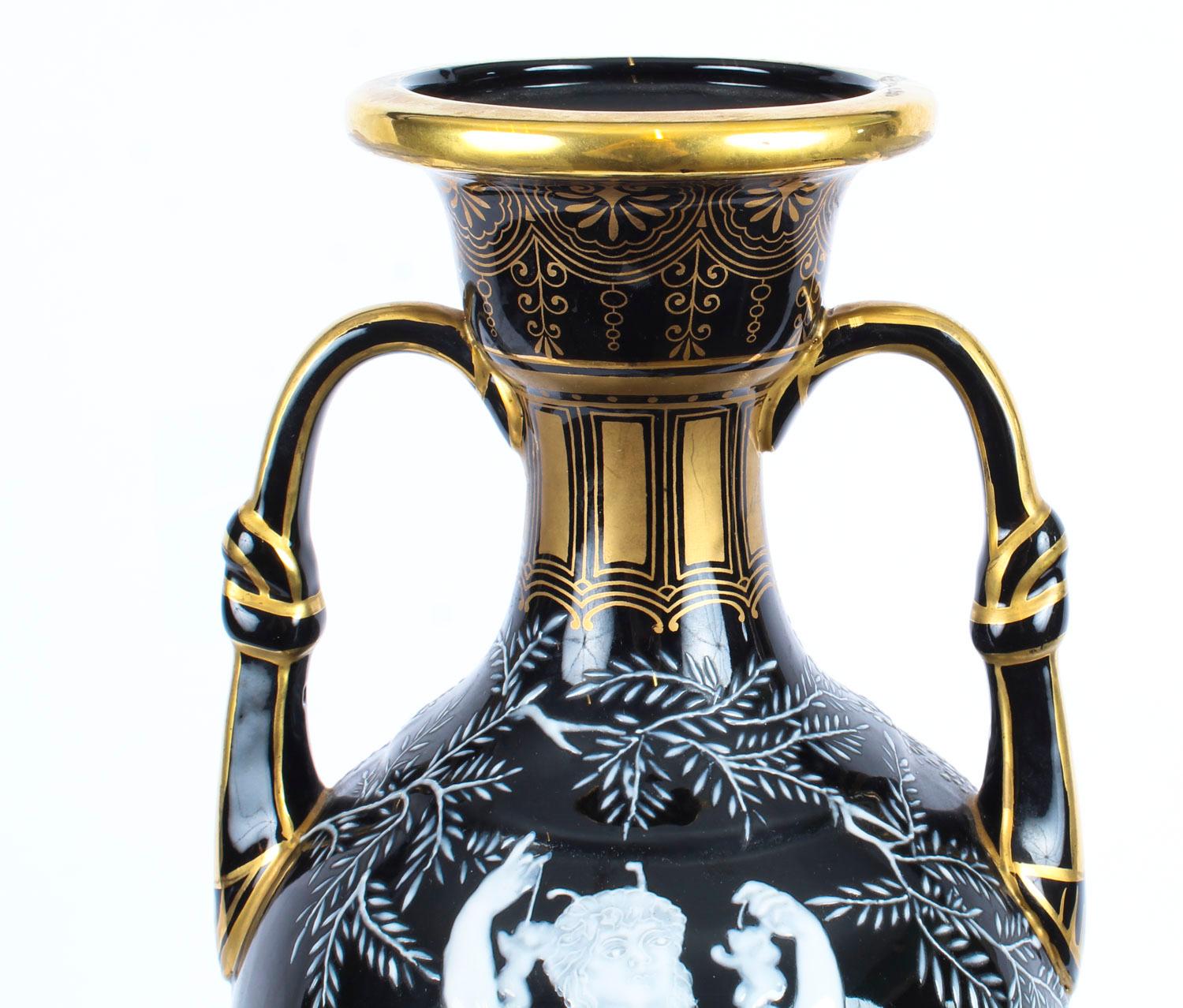 Gilt Antique Stunning Pair of Sèvres 'Pate Sur Pate' Porcelain Vases 19th Century