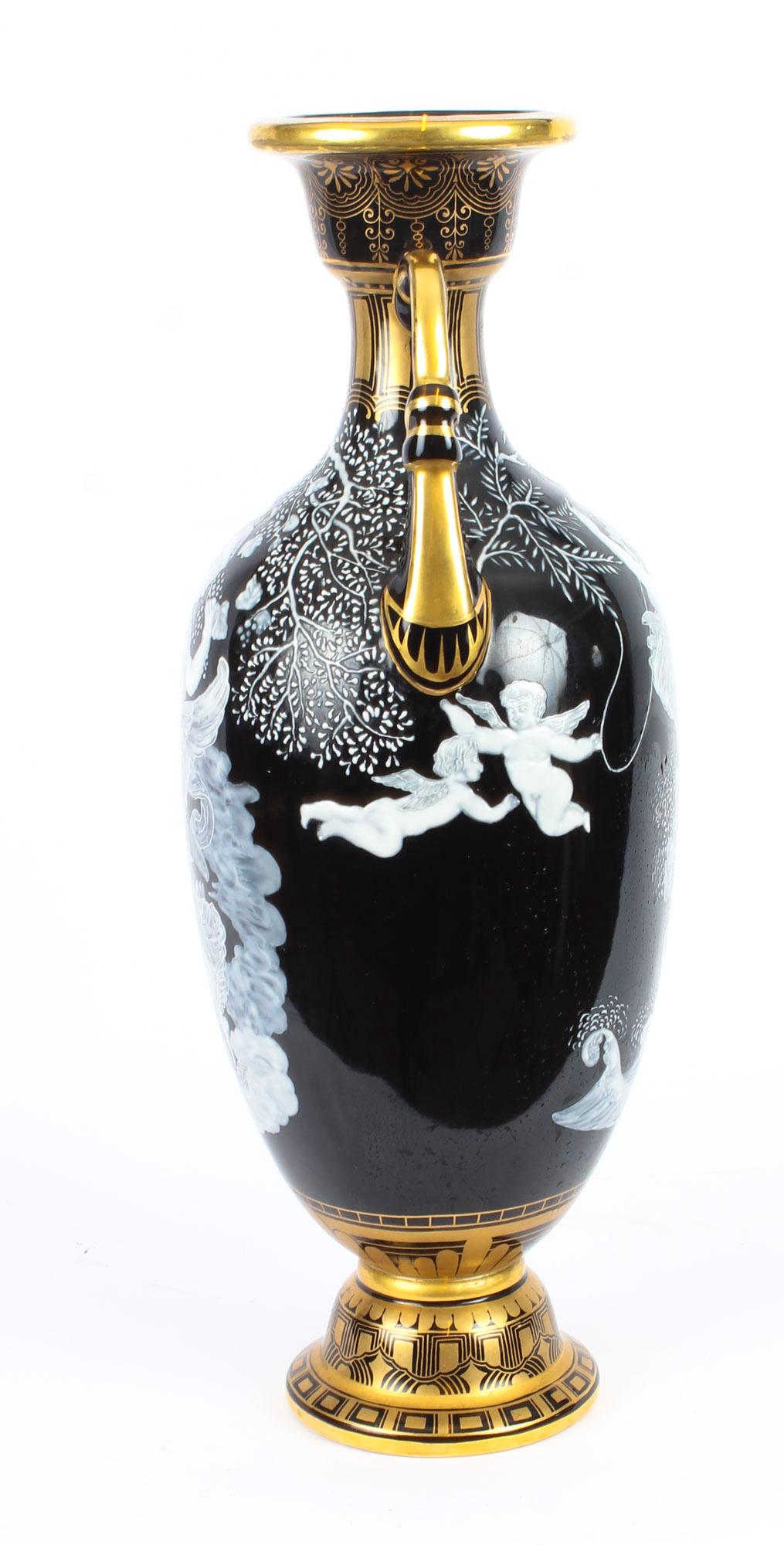 Late 19th Century Antique Stunning Pair of Sèvres 'Pate Sur Pate' Porcelain Vases 19th Century