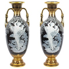 Antique Stunning Pair of Sèvres 'Pate Sur Pate' Porcelain Vases 19th Century