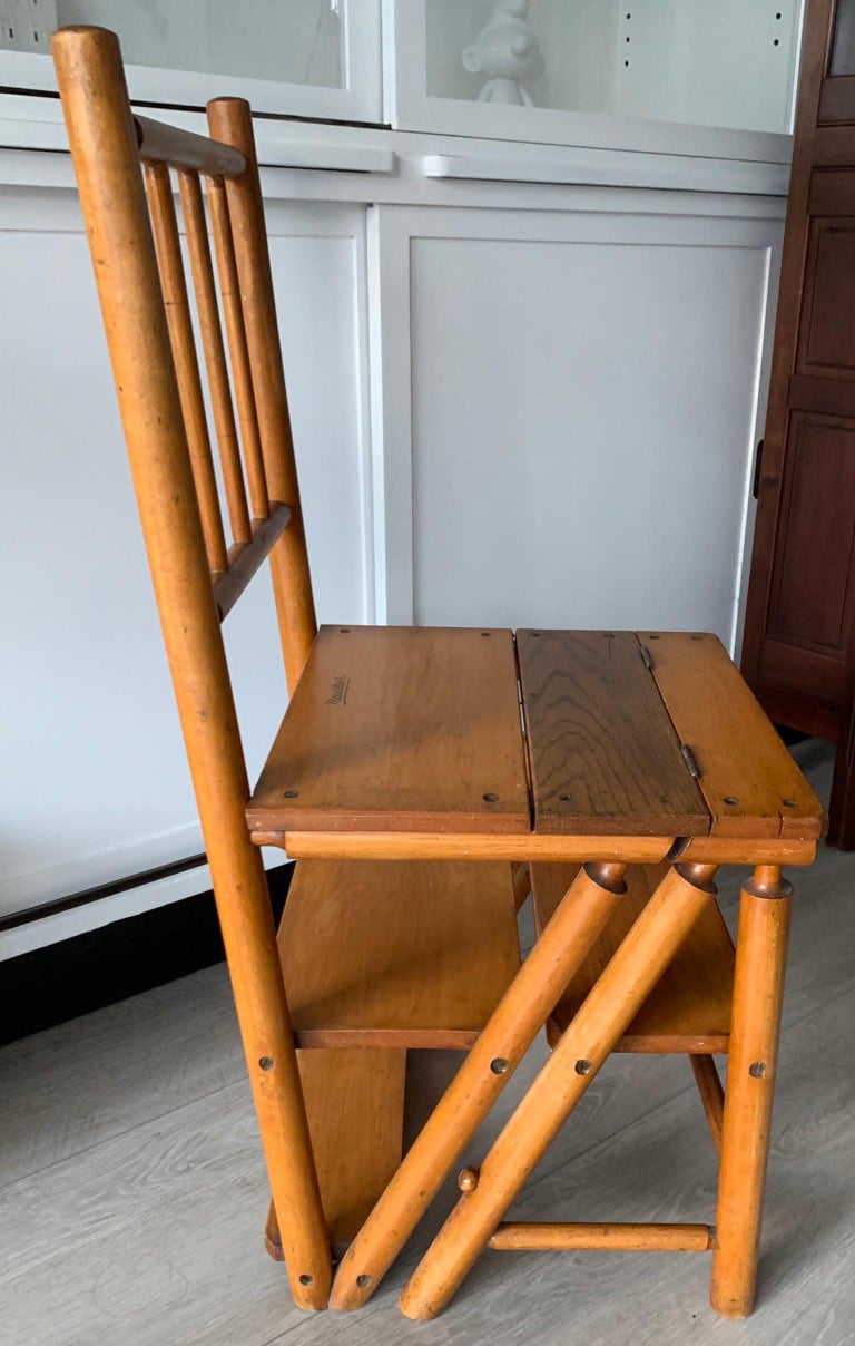 Antique and Sturdy Wooden Arts and Crafts Library Chair / Bookcase