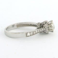 Antique style 14k White Gold Cocktail Ring with 0.80ct Old Mine Diamond