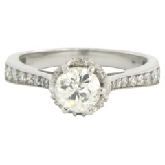 Antique style 14k White Gold Cocktail Ring with 0.80ct Old Mine Diamond