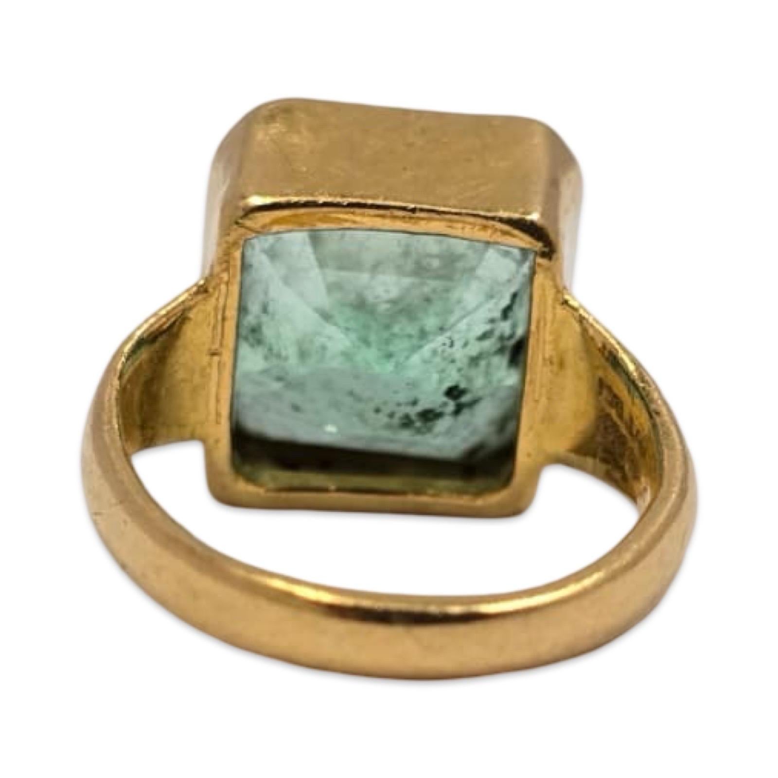 Antik-Stil 22K Gold Lünette-Set Smaragd Ring 3ct High-Karate Aussage für Damen oder Herren im Angebot