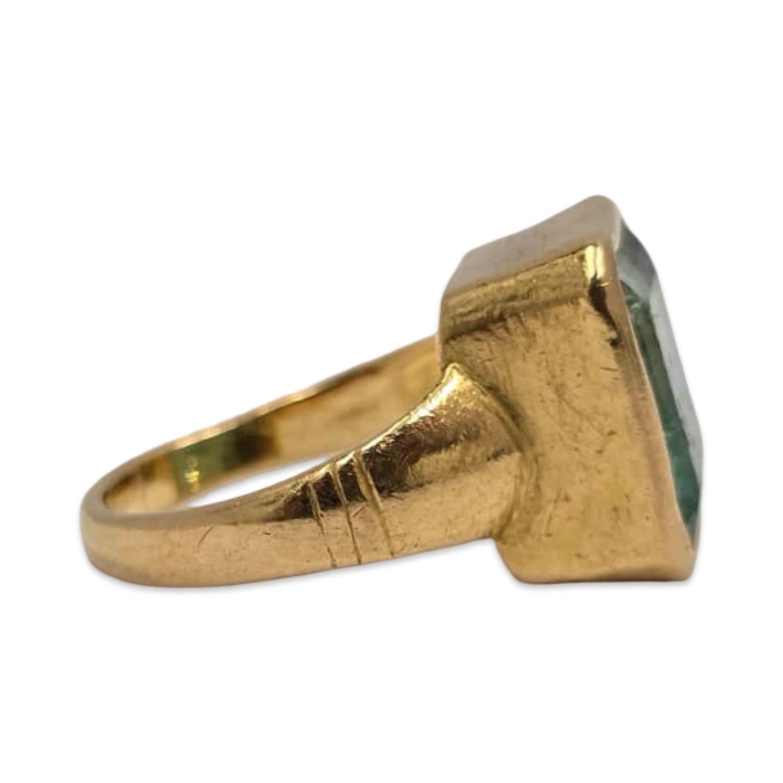 Antik-Stil 22K Gold Lünette-Set Smaragd Ring 3ct High-Karate Aussage im Angebot 2