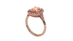 Gia Certified  3.08 Carat Padparadcha Sapphire Diamond Ring 14 Karat Rose Gold