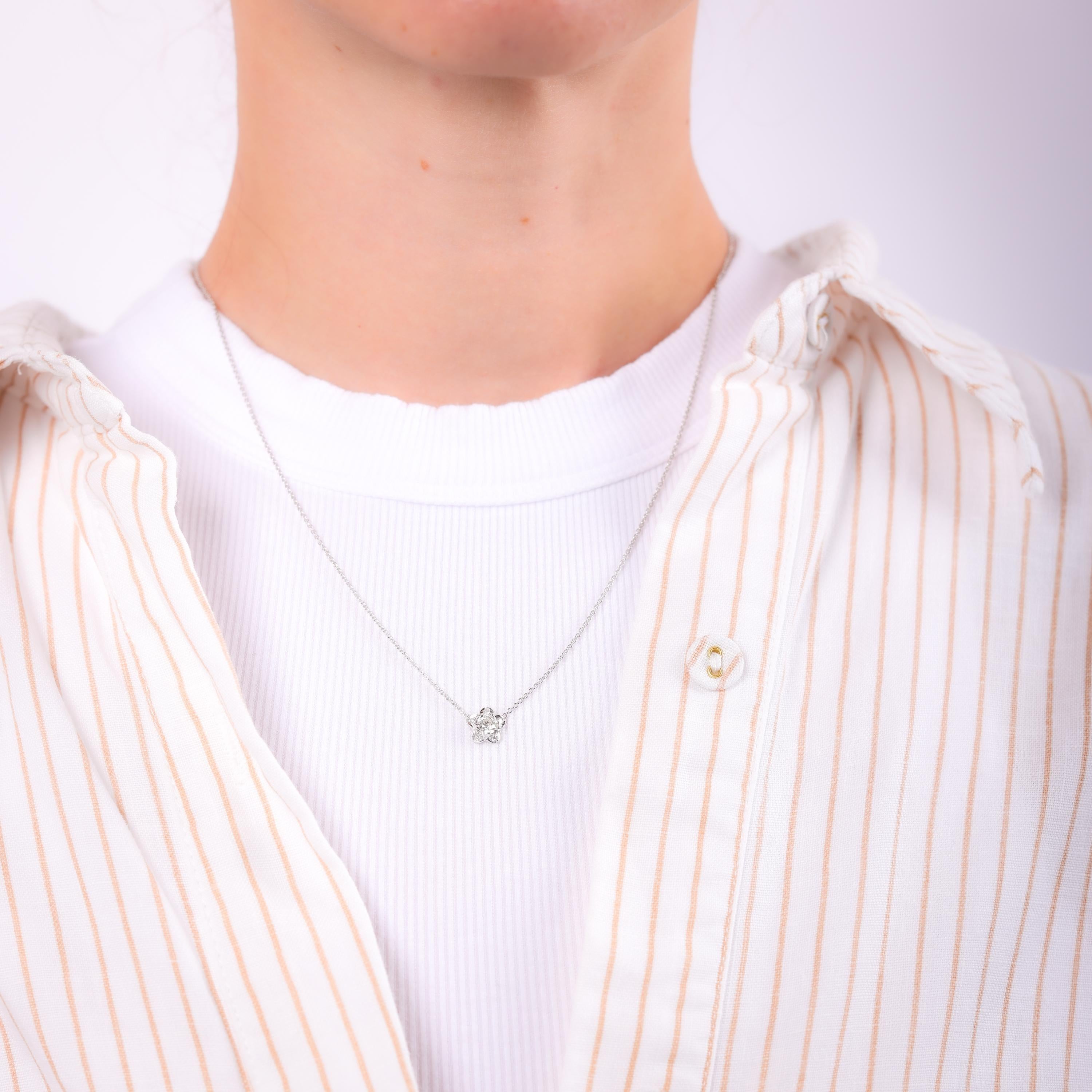 Center Stone: Old European Cut Diamond
Weight: Approximately .35 Carat
Color: I
Clarity: VS
Accent Stone: 5 Single Cut Diamonds
Weight: Approximately .05 Carats
Color: H
Clarity: SI
Metal: Platinum 
Era: Modern 
Circa: 2020's in The Style of