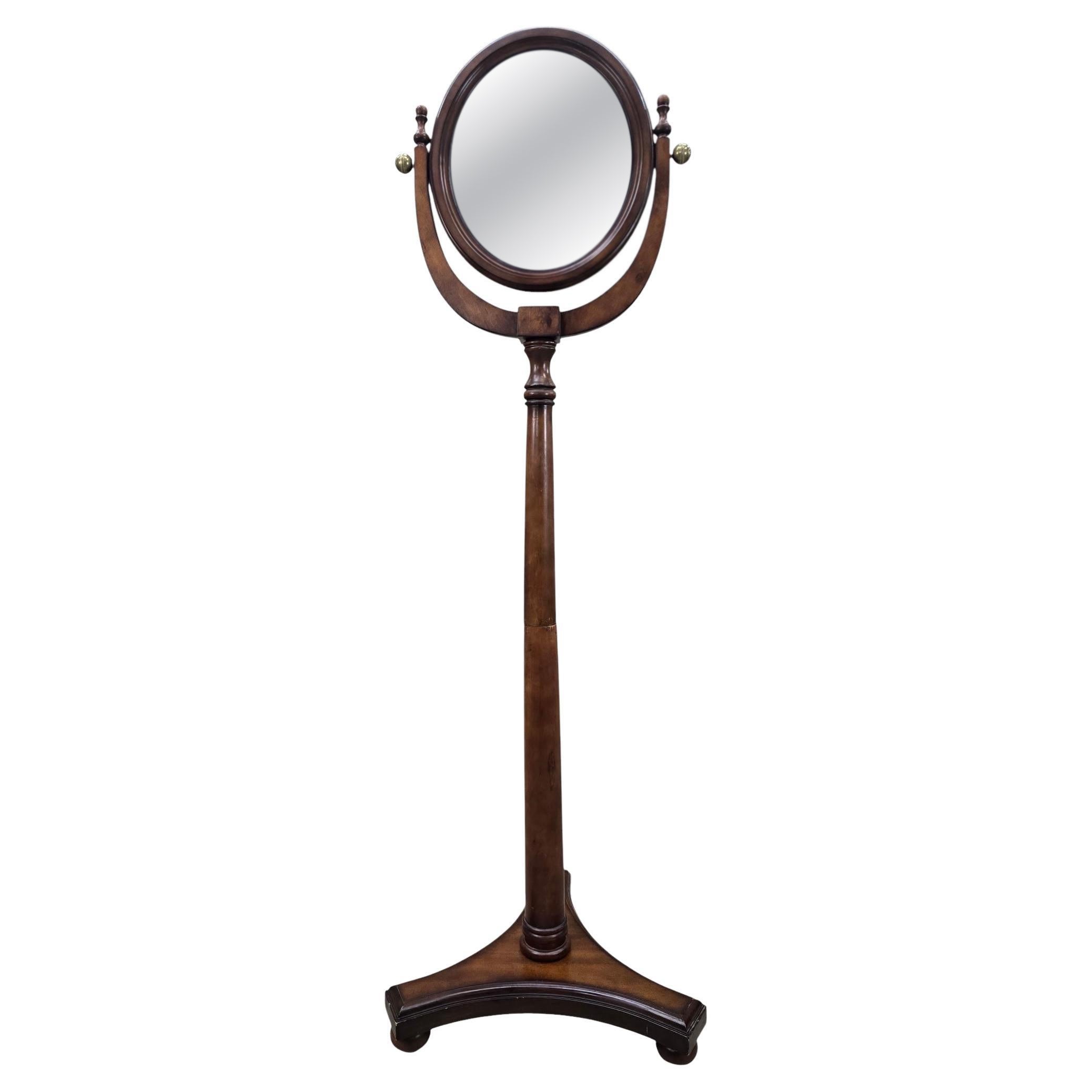 Antique Style Adjustable Pedestal Cheval Shaving Mirror For Sale