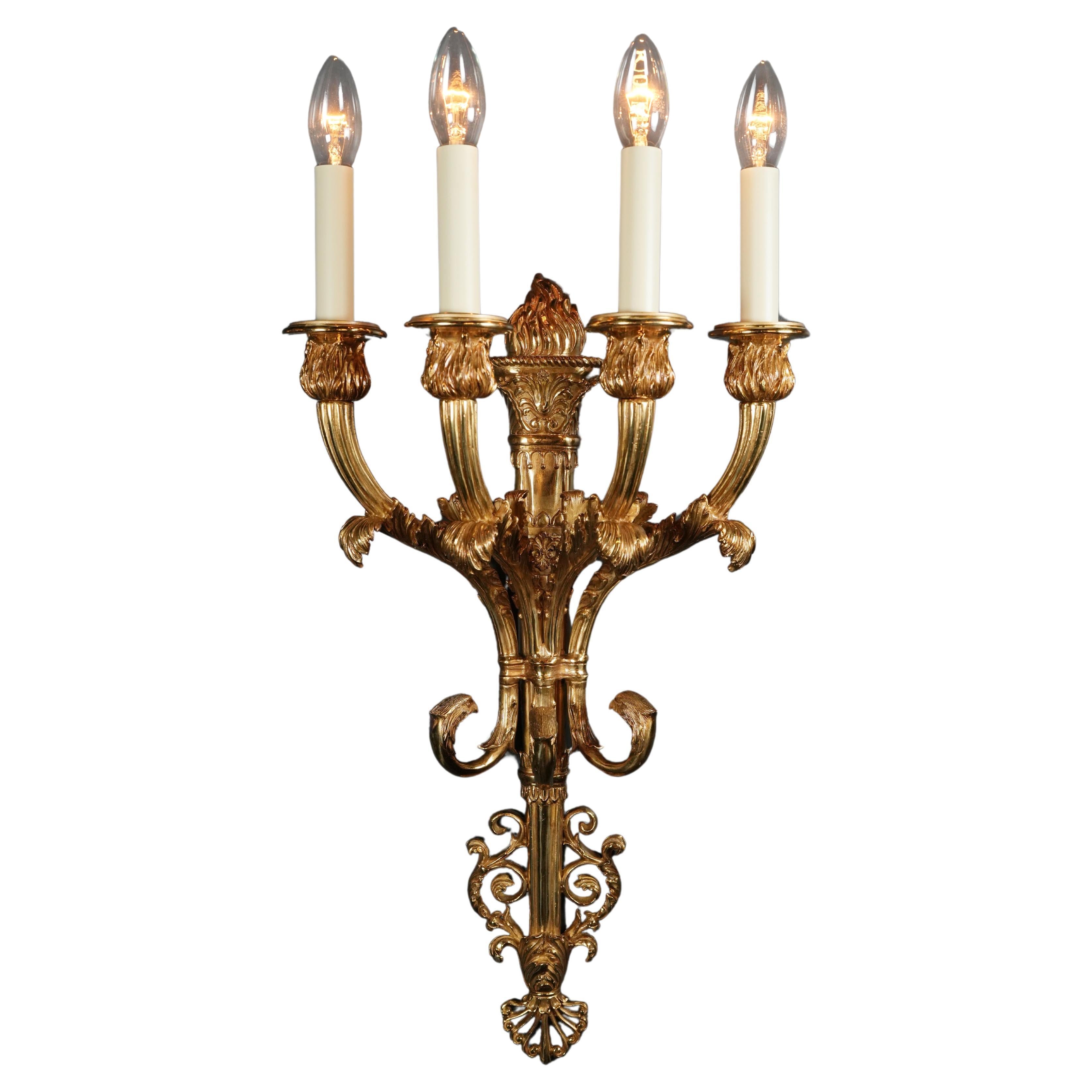 Antique Style Brass Wall Lamp Large Art Deco Tradition Gold