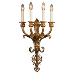 Antique Style Brass Wall Lamp Large Art Deco Tradition Gold