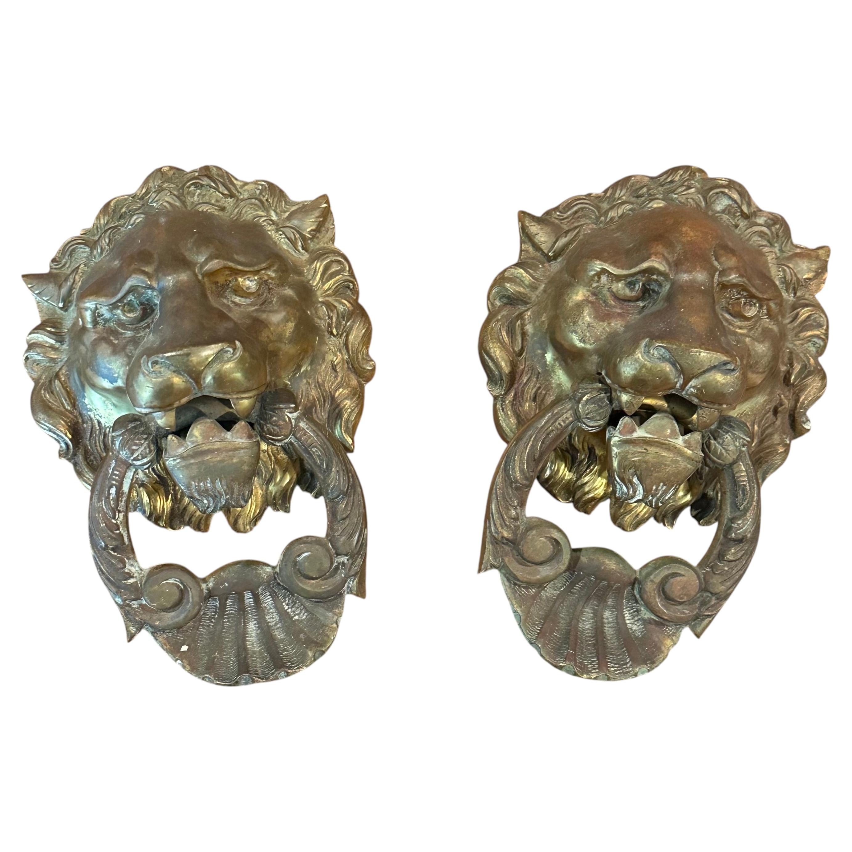 Antique Style Cast Bronze / Brass Lion Head Door Knockers, Sold Individually
