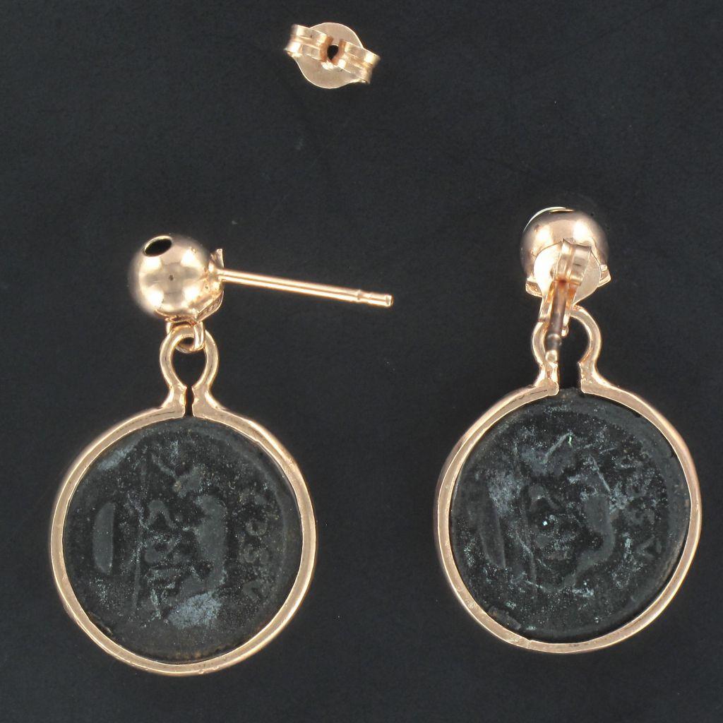 Women's Antique Style Coins Rose Vermeil Drop Earrings