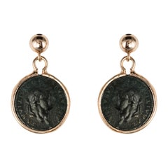 Antique Style Coins Rose Vermeil Drop Earrings