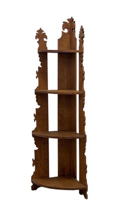 Antique Style Corner Bookcase, Fixed Shelves