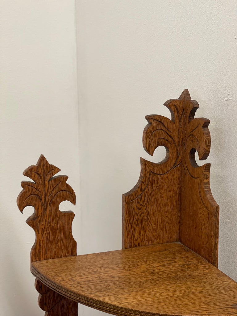 Antique Style Corner Bookcase, Fixed Shelves For Sale at 1stDibs