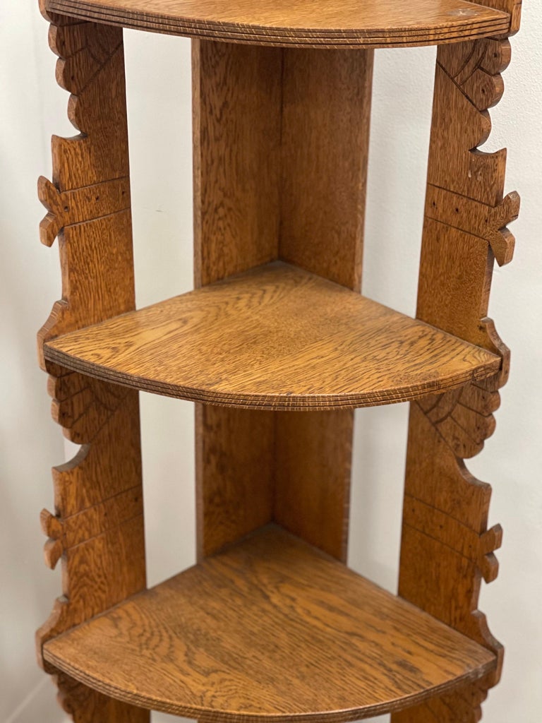 Antique Style Corner Bookcase, Fixed Shelves For Sale at 1stDibs