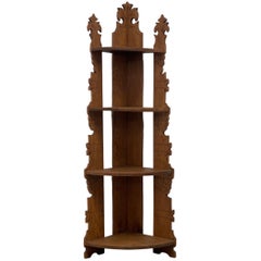 Antique Style Corner Bookshelf Fixed Shelves