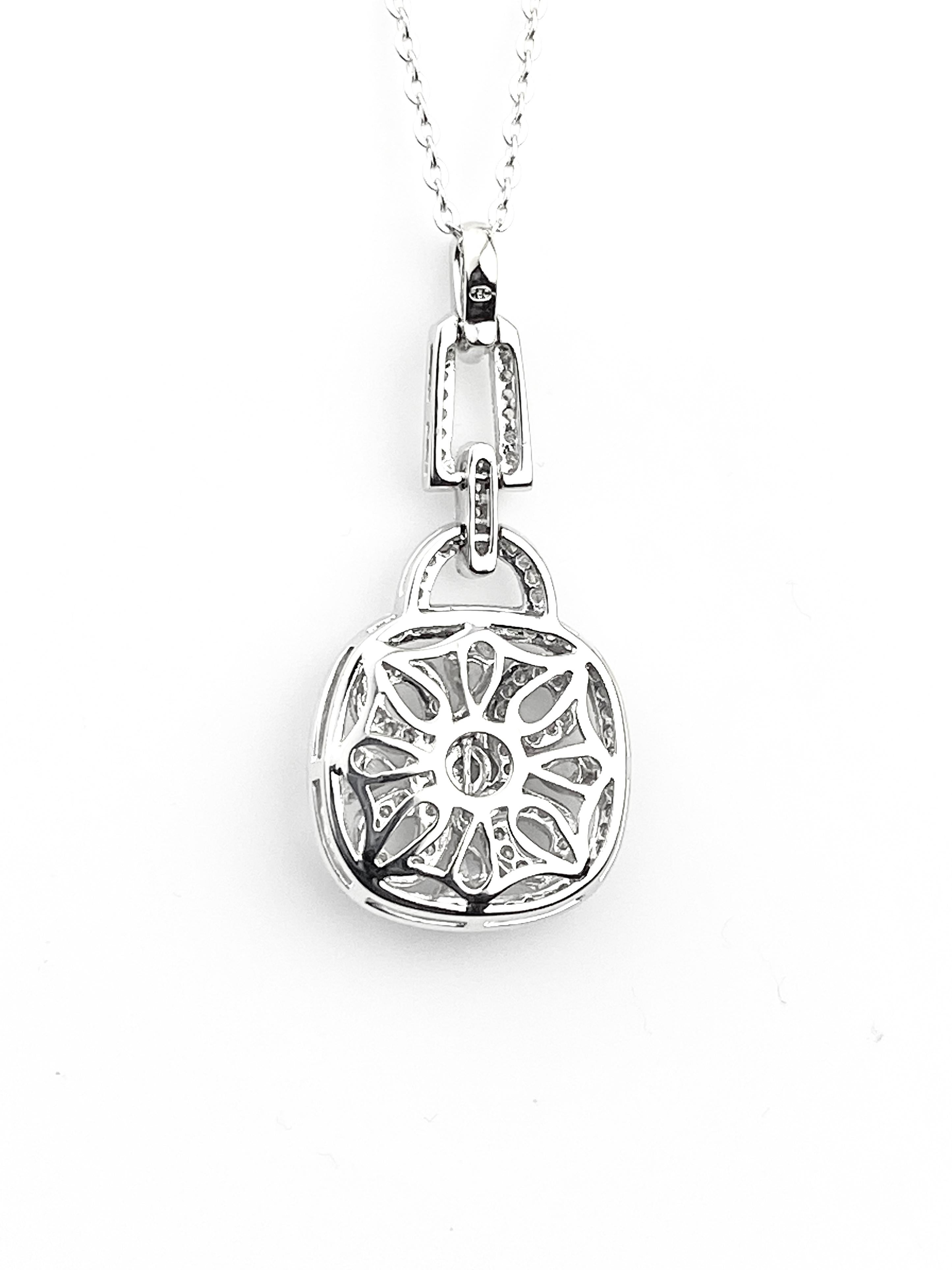 Round Cut Antique Style Crivelli Diamond Medallion Pendant Necklace For Sale