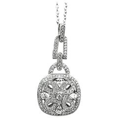 Antique Style Crivelli Diamond Medallion Pendant Necklace