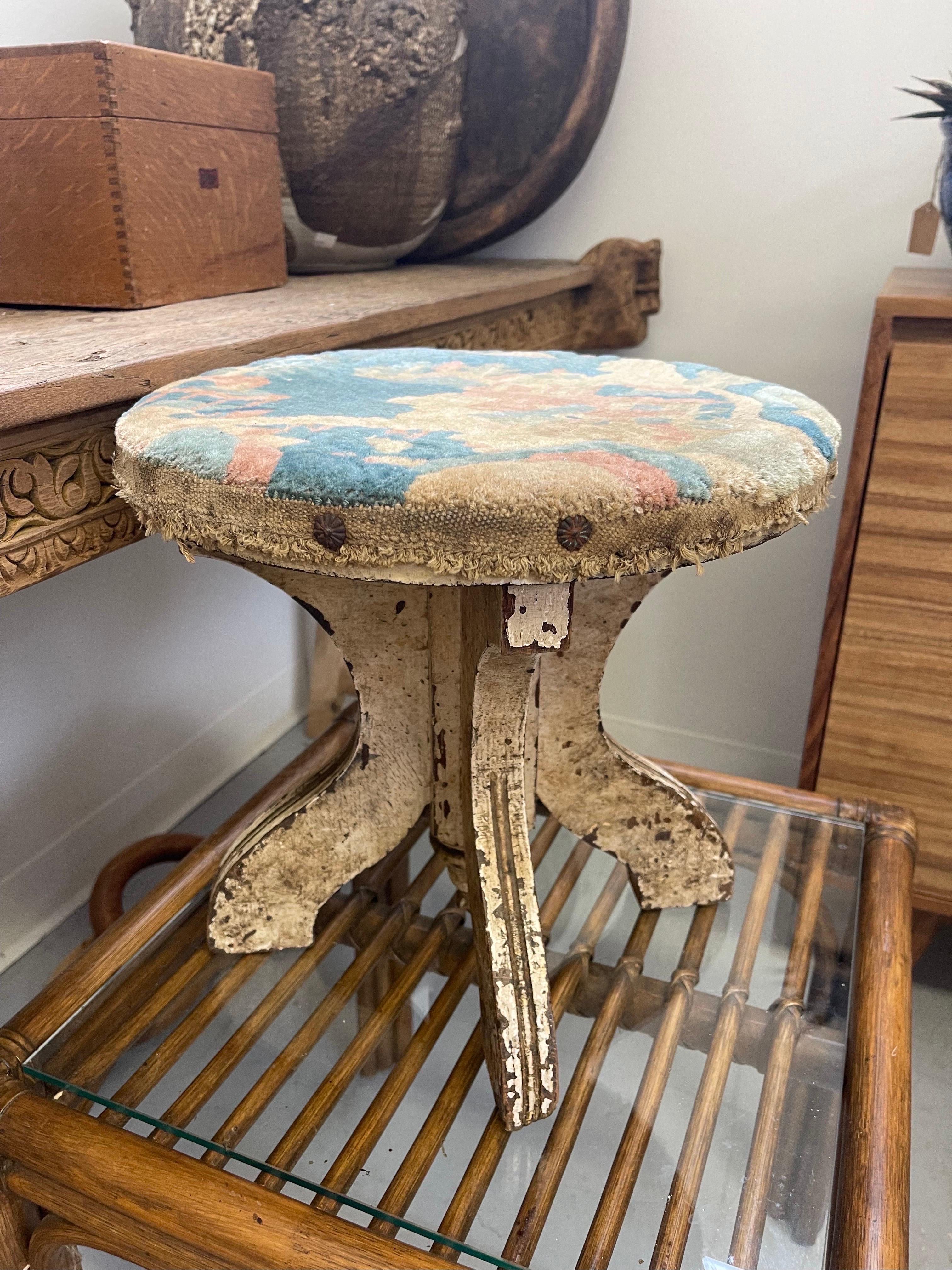 Mid-Century Modern Antique Style Decorative Stool For Sale