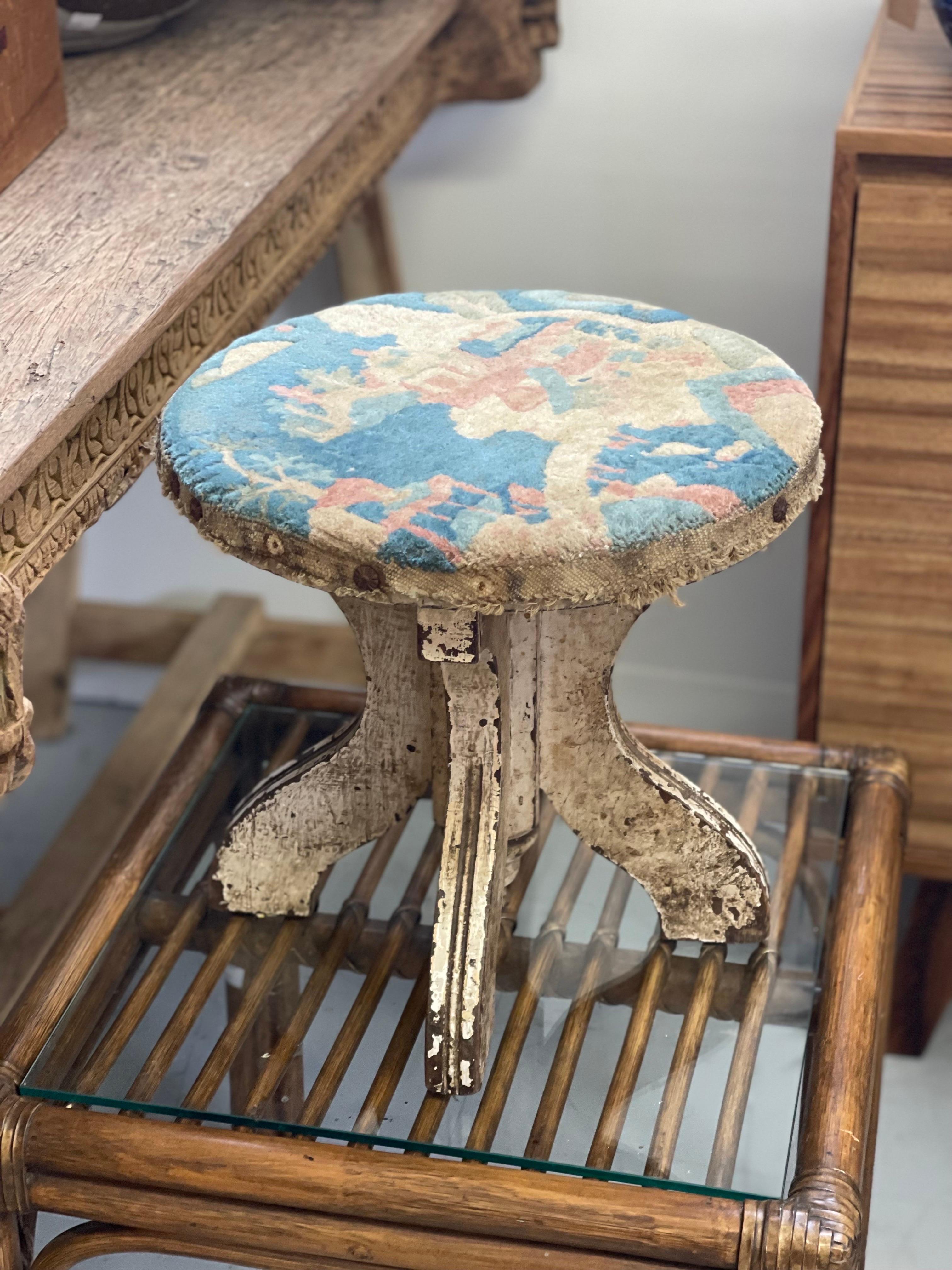 Late 20th Century Antique Style Decorative Stool For Sale