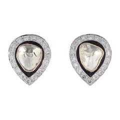 Rosecut Diamond 18 Karat Gold Pear Stud Earrings