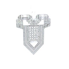 Antique-Style Diamond 18k White Gold Lapel Brooch