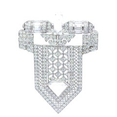 Antique-Style Diamond 18k White Gold Lapel Brooch