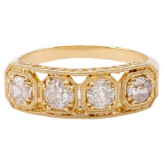 Fascia in oro giallo 18 carati con diamante in stile antico