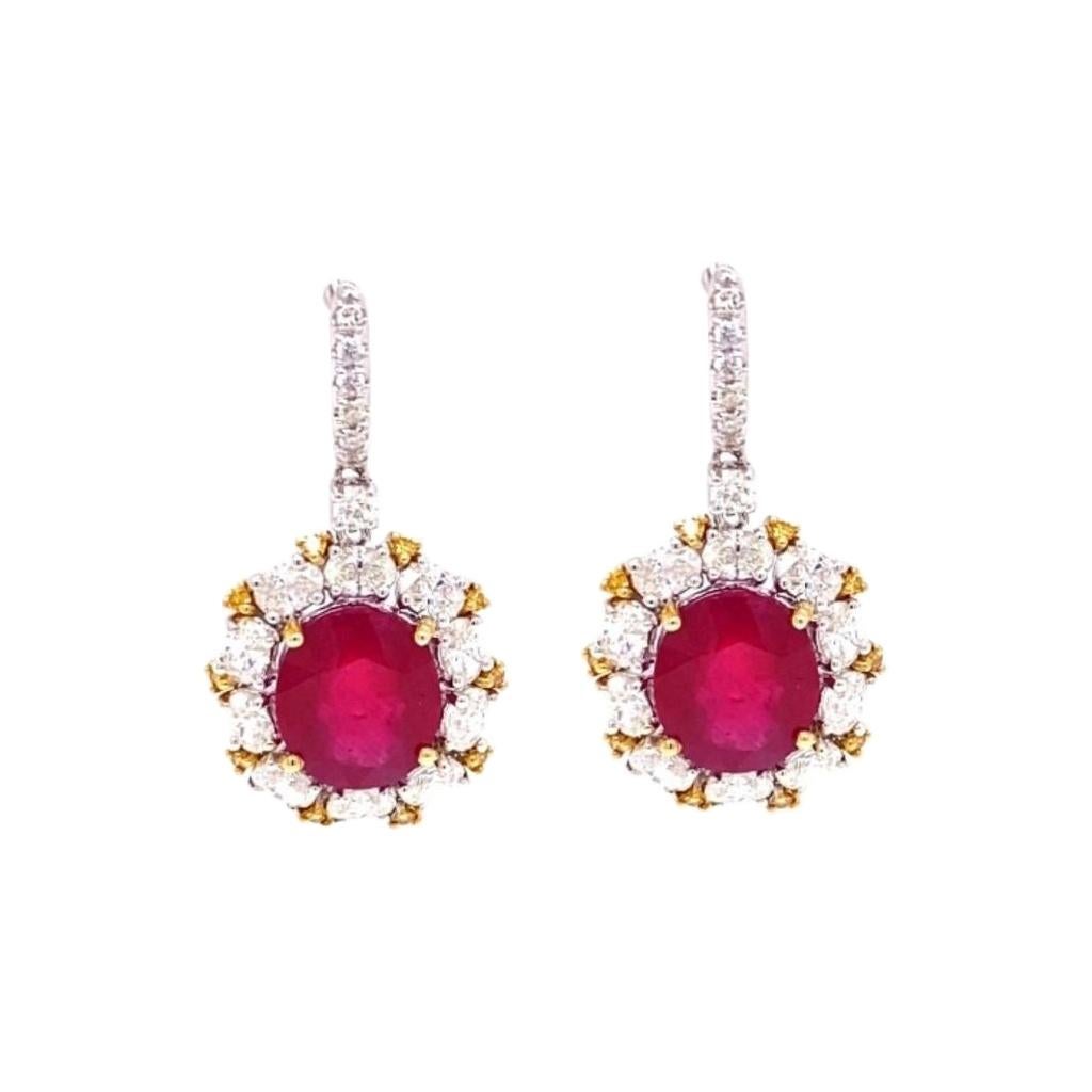 Antique Style Diamond and Ruby Earrings