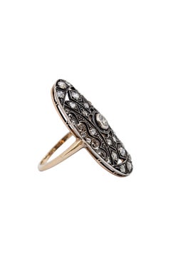 Antique Shield Shaped Diamond Dinner Ring 14k