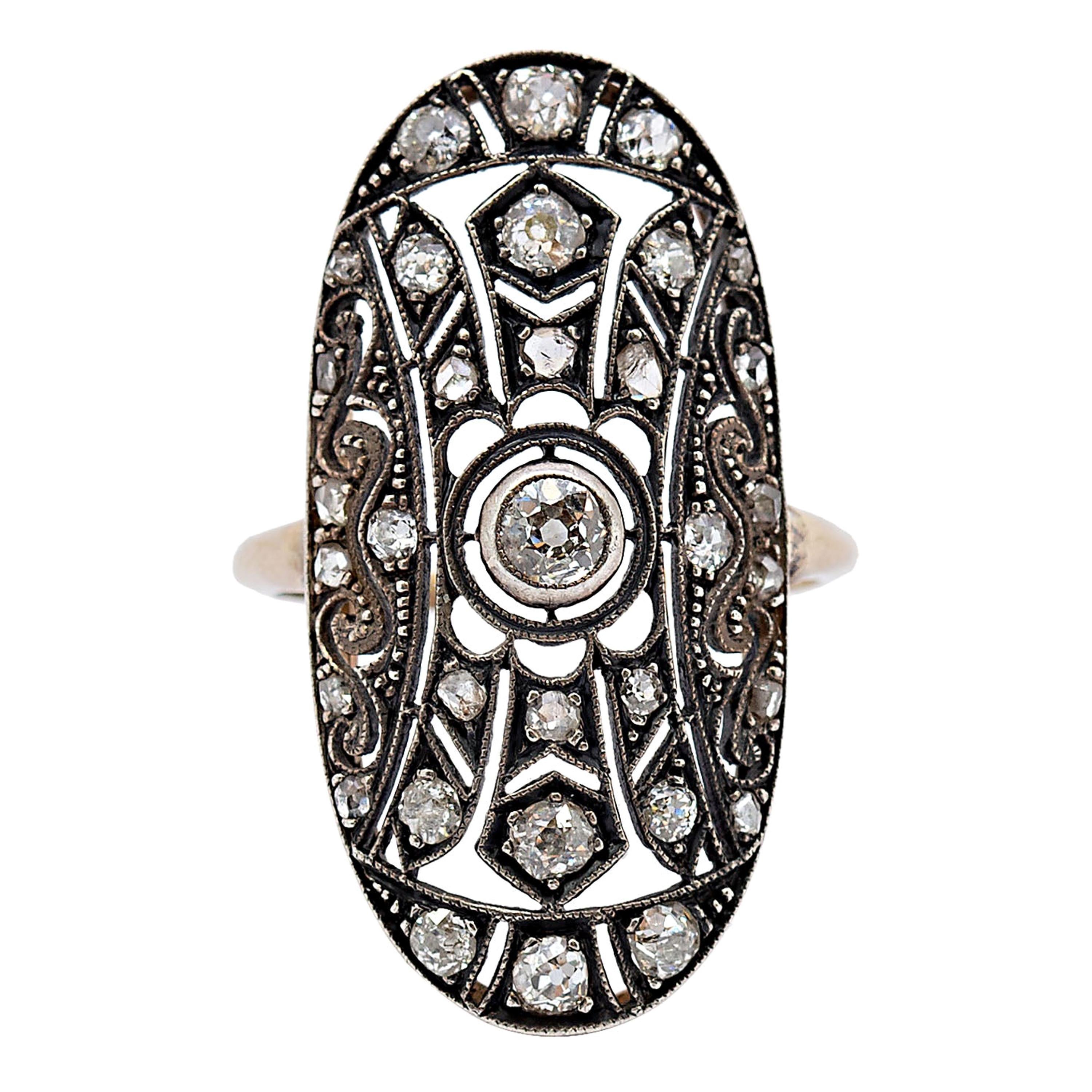 Antique Style Diamond Dinner Ring For Sale