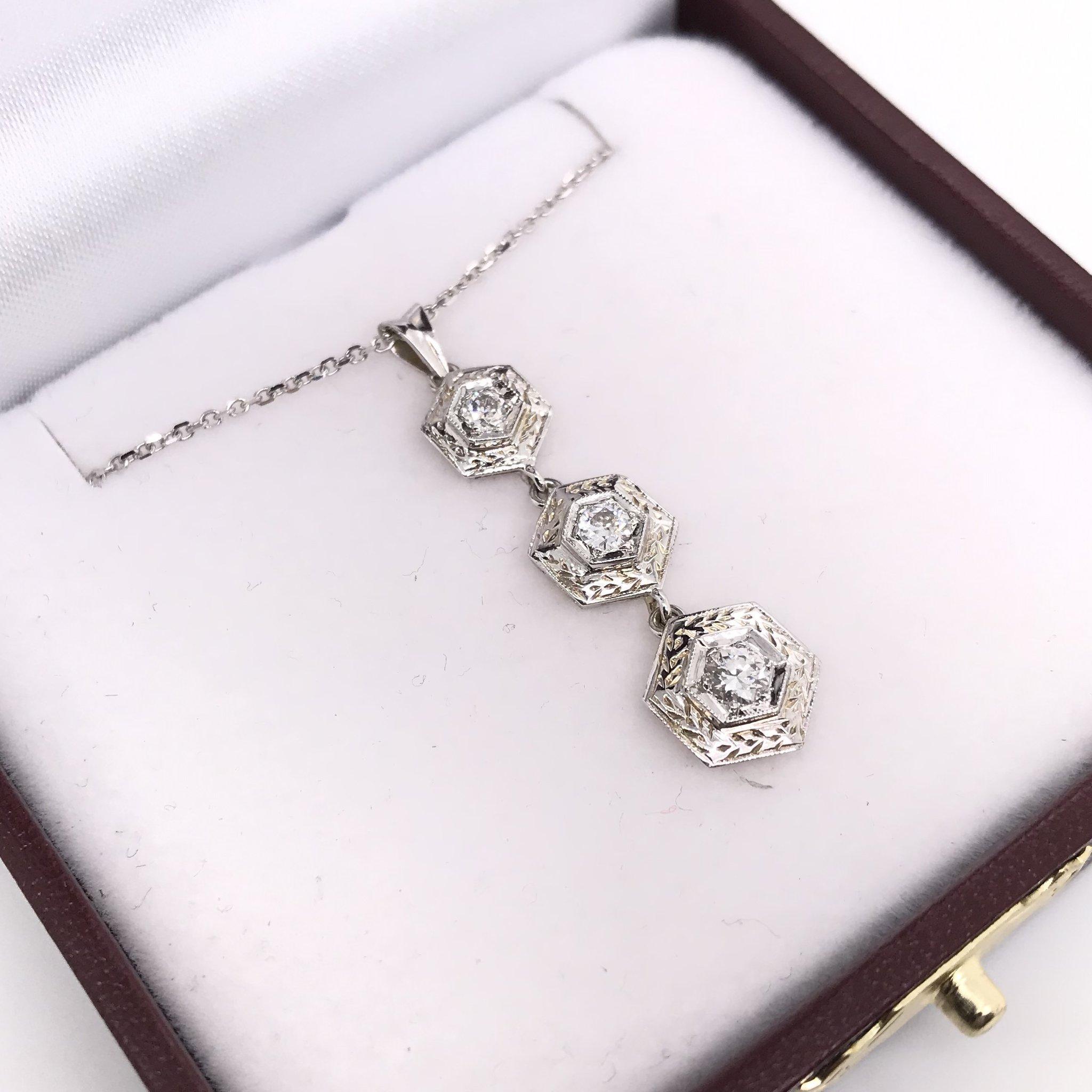 Women's Antique Style Diamond Drop Necklace