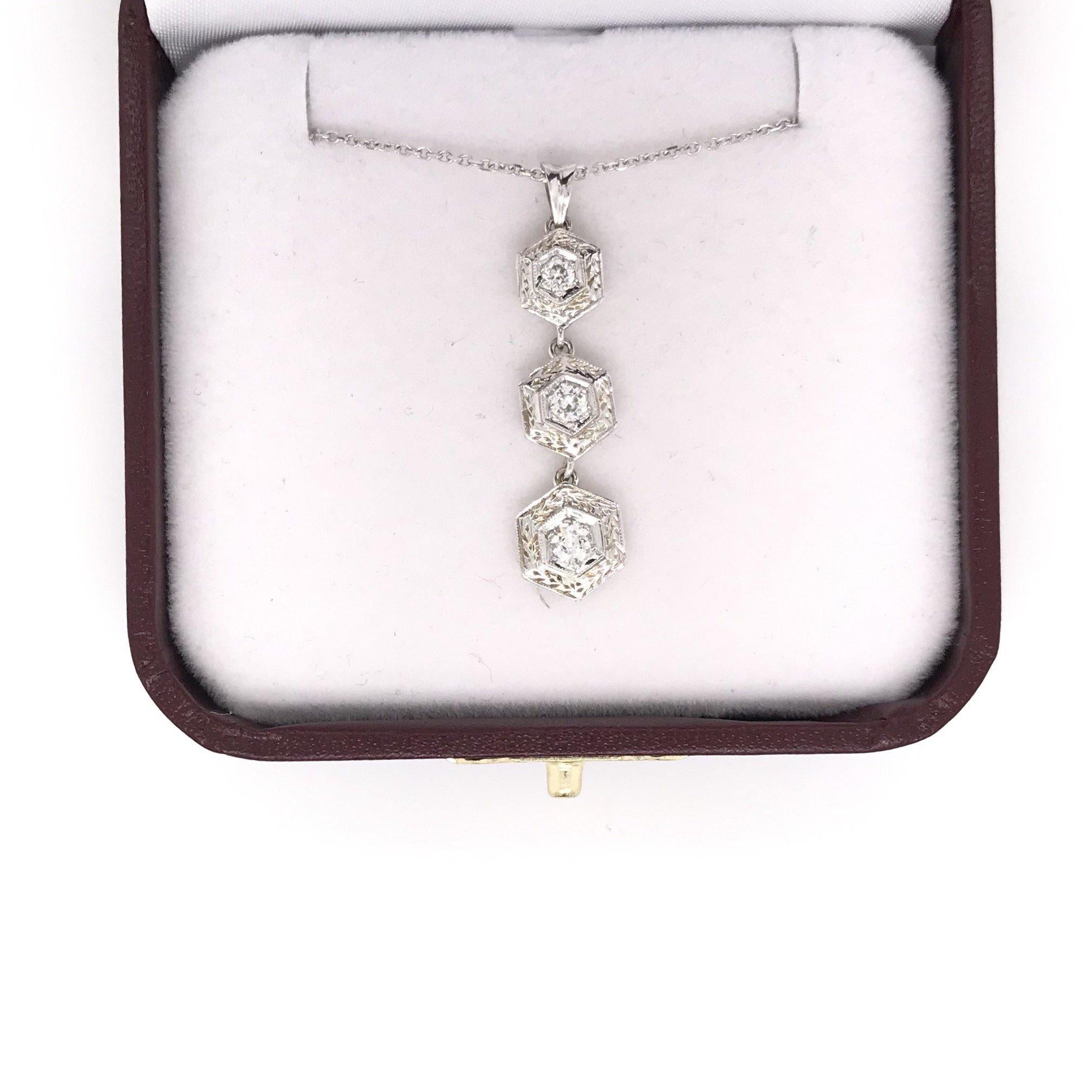 Antique Style Diamond Drop Necklace 1
