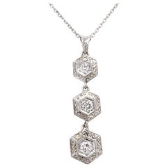 Antique Style Diamond Drop Necklace