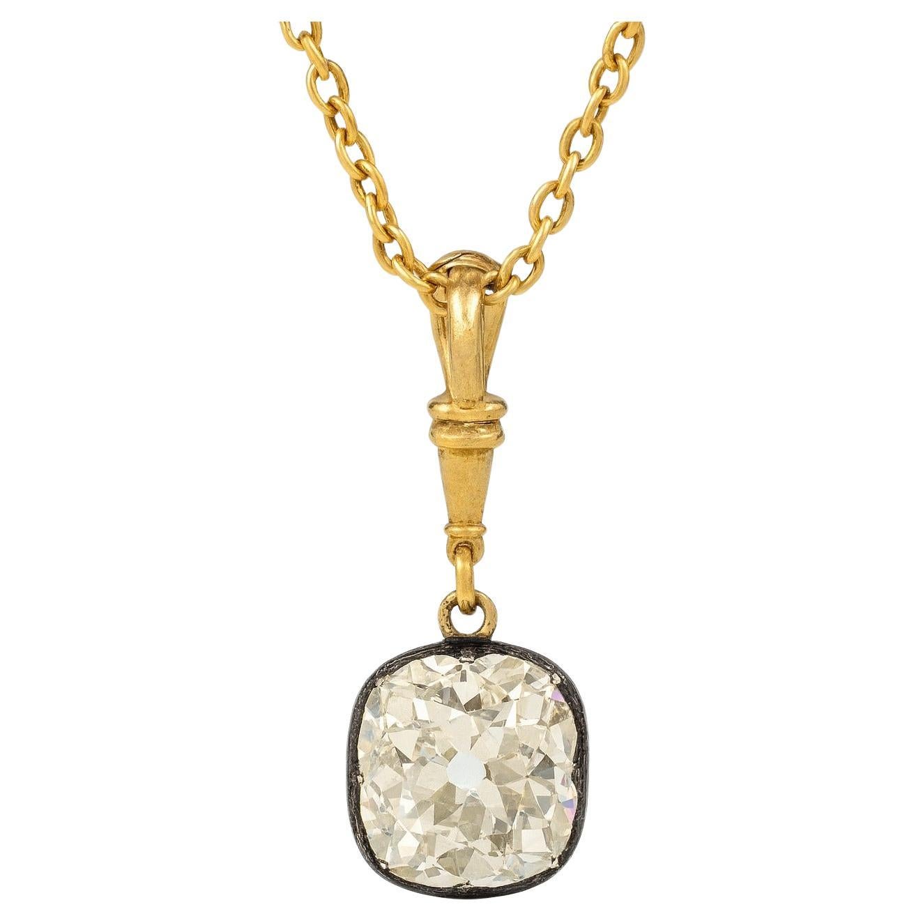 Colgante de Diamantes Estilo Antiguo con Diamante Brillante Mina Antigua en venta